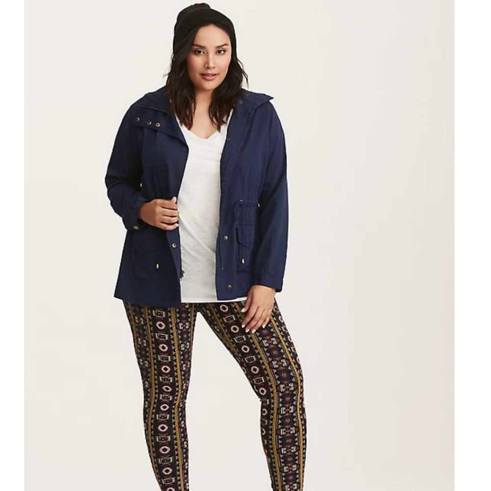 Torrid Navy Blue Cinch Waist Utility Jacket